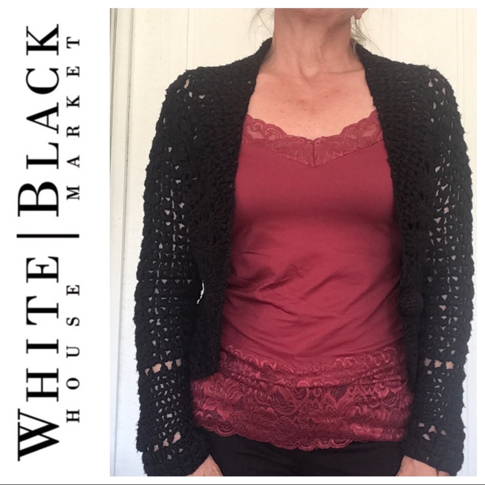 WHITE HOUSE BLACK MARKET CHUNKY CROCHET CARDIGAN SIZE SMALL